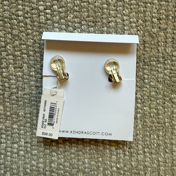 NWT Kendra Scott Kenzie Drop Clip-On Earring in Gold & Nude Abalone - Picture 4 of 7